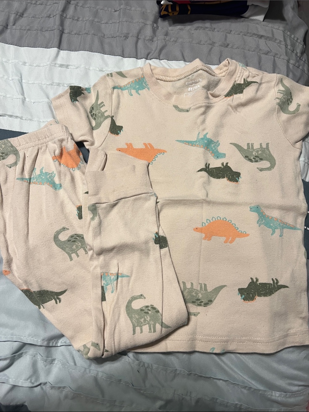 Carter's Beige Toddler Pajama Set with Dino Accents